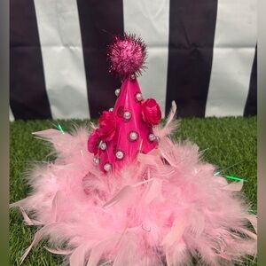 Pink Feathered Party Birthday Hat